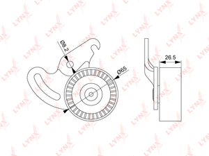 Ролик натяжной в сборе / приводной LYNXauto PB-5108. Для: NISSAN Almera(N16) 1.5D 03> / Micra(K12) 1.5D 03-10 / Note(E11) 1.5D 06-12, RENAULT Clio II-III 1.4-1.5D 00> / Kangoo I 1.5D 01> / Logan I 1.5D 07> / Megane/Scenic II 1.4-1.6 02-09, фото 1