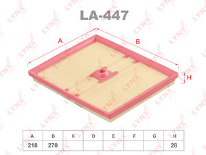 Фильтр воздушный LYNXauto LA-447. Для AUDI Ауди A1 8X/GBA 1.0 TFSI, 25 TFSI, 30 TFSI 10>/A3 8V 1.0 TFSI 16-21/Q2 1.0 TFSI, 30 TFSI 16>, SKODA Шкода Fabia(Фабия) III 1.0 TSI 14-22/Kamiq 1.0 19>/Karoq(Карог) 1.0 TSI 17>/Octavia(Октавия) III 1.0 TSI, 1.2 TSI, фото 1