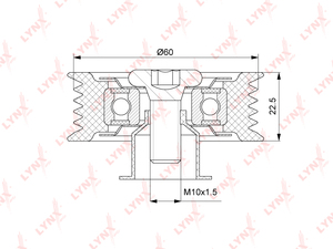 Ролик направляющий / приводной LYNXauto PB-7216. Для: HYUNDAI Accent(MC) 1.5D 05-10 / Elantra(HD-MD) 1.5D-1.6D 00-15 / Getz 1.5D 05-09 / i10 1.1D 08-11 / i20 1.1D-1.6D 08> / i30(GD / FD) 1.4D-1.6D 07> / i40 1.7D 11> / ix20 1.4D-1.6D 10> / ix35 1.7D 10> / , фото 1