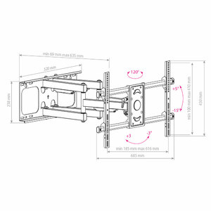 Настенный кронштейн для LED/LCD телевизоров ARM MEDIA PARAMOUNT-70 BLACK, фото 9