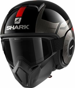 Шлем SHARK STREET DRAK TRIBUTE RM Black/Chrome/Red XL, фото 1