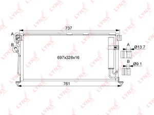 Радиатор кондиционера с осушителем LYNXauto RC-0077. Для: MITSUBISHI Lancer(CS) 1.3-2.0 03-13, фото 1