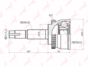 ШРУС наружный LYNXauto CO-5725A. Для: NISSAN Almera(N15) 1.6-2.0D 95-00/(N16) 1.5-1.8 00> / Sunny/Sentra(B15) 4WD 98>, фото 1