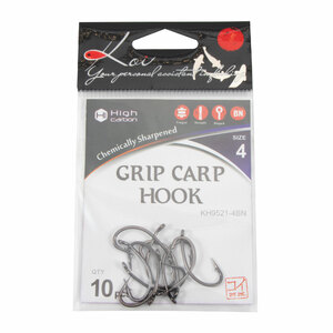 Крючок KOI "GRIP CARP HOOK", размер 4 (INT), цвет BN (10 шт.), фото 5