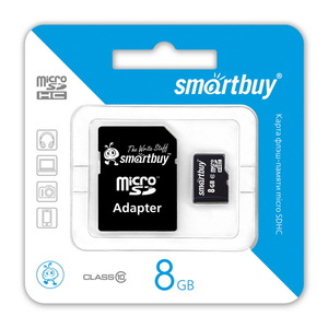 Карта памяти Smartbuy MicroSDHC 8Gb Class 10, фото 1