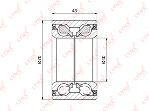 Подшипник ступицы задний (43x40x70) LYNXauto WB-1337. Для: MITSUBISHI Outlander/Airtrek I 2.0-2.4 4WD 02-06 / Dion 1.8-2.0 4WD 99-05 / Lancer(CS) 1.8 4WD 03>, фото 1