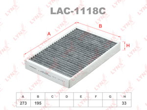 Фильтр салонный угольный LYNXauto LAC-1118C. Для: LAND ROVER Freelander 2.0-3.2 06> / Evoque 2.0-2.2D 11>, VOLVO S60 1.6D-3.0T 10> / S80 1.6T-4.4 06> / XC60 1.6D-3.2 08> / XC70 2.0D-3.2 07>, фото 1