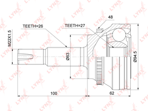 ШРУС наружный LYNXauto CO-7585A. Для: TOYOTA Corolla(E120) 2.0D 01-06 / Corolla Verso 2.0D 01-03 / RAV 4 II 2.0-2.0D 00-05 / Picnic 2.0 01-09, фото 1