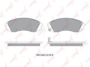 Колодки тормозные передние LYNXauto BD-3625. Для: Hyundai, Хендай H-1 2.5D 97> / Starex 2.5D 97-04, Kia, Киа, CarNival(Карнивал) / Grand CarNival(Карнивал) 2.2D-2.9D 06>., фото 2