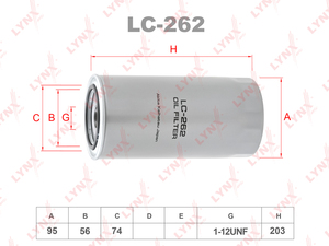 Фильтр масляный LYNXauto LC-262. Для NISSAN Ниссан Atlas 3.5D-4.2D 92-95, ISUZU Journey 3.5 95-99, фото 1