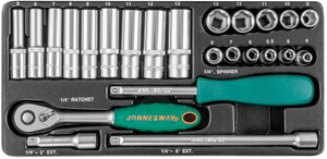 JONNESWAY S04H2125S Набор головок торцевых стандартных и глубоких 1/4"DR, 4-13 мм, 25 предметов, фото 1