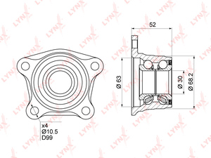 Подшипник ступицы задний LYNXauto WB-1022. Для: TOYOTA Avensis(T22) 1.6-2.0D 97-03 / Carina E(T19) 1.6-2.0D 92-97 / Caldina 2.0-2.0D 92-97 / Celica 1.8-2.0 93-99, фото 1