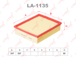 Фильтр воздушный LYNXauto LA-1135. Для: LAND ROVER Defender 2.5d 98-16 / Discovery II 2.5d-4.0 98-04 / Freelander 2.5 00-06 / Range Rover II 2.5-4.6 94-02, фото 1
