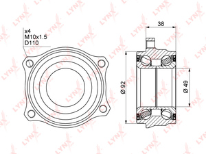 Подшипник ступицы задний LYNXauto WB-1016. Для: MERCEDES-BENZ E200D-63(W211/W212) 02> / CLS250-63(C218/C219) 04> / GLK200D-350D(X204) 08> / S250D-65(W221) 05>, фото 1