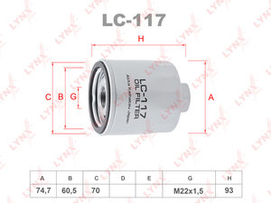 Фильтр масляный LYNXauto LC-117. Для: FORD Transit 2.0 EcoBlue 17>, фото 1