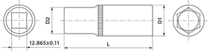 Thorvik FS11219 Головка торцевая глубокая 1/2"DR, 19 мм, фото 2