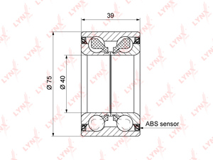 Подшипник ступицы передний (с ABS, 39x40x75) LYNXauto WB-1330. Для: TOYOTA Yaris(P90/P130) 1.0-1.8 05> / IQ 1.3-1.4D 09> / Urban Cruiser 1.33-1.4D 09> / Verso S 1.33-1.4D 10> / Prius 1.5 11>, фото 1