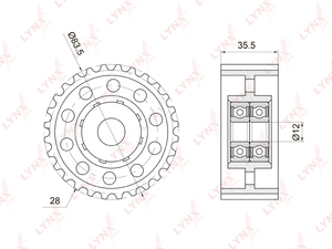 Ролик направляющий / ГРМ LYNXauto PB-3038. Для: TOYOTA Hiace 2.4D 90-06 / Hilux 2.4D 88-05 / Land Cruiser(70) 2.4D 90-96, фото 1