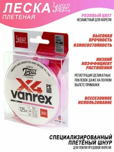 Леска плетёная LJ Area Trout Game х4 BRAID Pink 125/012, фото 3