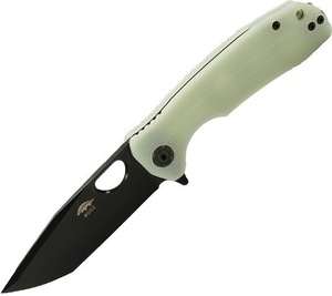 Нож Honey Badger Tanto 14C28N DLC G10 M Limited Edition (HB1277) чёрный, с белой рукоятью, фото 1