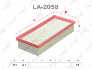 Фильтр воздушный LYNXauto LA-2058. Для: NISSAN Elgrand 2.5 10> / Murano(Z51) 2.5 08> / Teana(J32) 2.5 08-14, фото 1