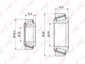 Подшипник ступицы передний LYNXauto WB-1083. Для: MERCEDES Мерседес-BENZ C180-43(W202) 93-00 / E250D-60(W124/W210) 93-02, фото 1