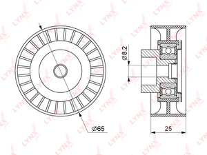 Ролик направляющий / приводной LYNXauto PB-7154. Для: FORD Mondeo III 2.0-2.2D 00-07 / Transit 2.0-2.2D 06-14 / Transit Custom 2.2D 12>, CITROEN Jumper 2.2HDi 06>, PEUGEOT Boxer 2.2HDi 06>, FIAT Ducato(250, 290) 2.2D 06>, JAGUAR X-Type(CF1) 2.0-2.2D 03-09, фото 1