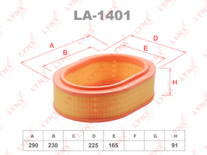 Фильтр воздушный LYNXauto LA-1401. Для: RENAULT Logan 1.4-1.6 04> / Clio II 1.4 98-05/Megane I 1.4 96>, фото 1