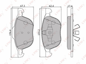 Колодки тормозные передние  LYNXauto BD-3001. Для: Ford, Форд, Focus(Фокус) II/Focus(Фокус) C-Max(С-Макс)/Kuga 08>, Mazda, Мазда, 3 03> / Mazda, Мазда, 5 05>, Volvo, Вольво, C30 06> / S40 04>., фото 2