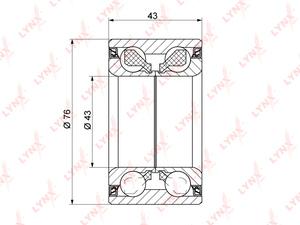 Подшипник ступицы передний (43x43x76) LYNXauto WB-1267. Для: NISSAN Primera(P12) 1.6-2.2D 02> / X-Trail(T30) 2.0-2.5 01> / Almera Tino 1.8-2.2D 00> / Maxima(A33) 2.0-3.0 00-03 / Serena(C24) 2.0-2.5D 00-05, фото 1