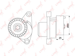 Натяжитель / приводной LYNXauto PT-3178. Для: Citroen, Ситроен, C2 1.1-1.6 03> / C3 I-II 1.1-1.6 02> / C4 I 1.4-1.6 04-11, Peugeot, Пежо, 1007 1.4-1.6 05> / 207 1.4-1.6 06> / 301 1.6 12>., фото 2