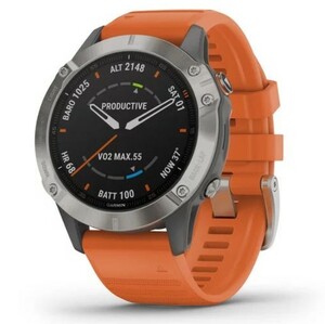 Умные часы Garmin Fenix 6 Sapphire титановый с оранжевым ремешком, фото 1