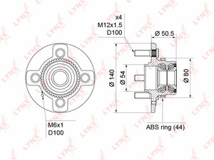 Ступица задняя в сборе с ABS LYNXauto WH-1132. Для: HYUNDAI Accent(LC) 1.3-1.6 00-05, фото 1