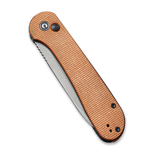 Складной нож CIVIVI Button Lock Elementum 14C28N Steel Gray Stonewashed Handle Brown Micarta, фото 5