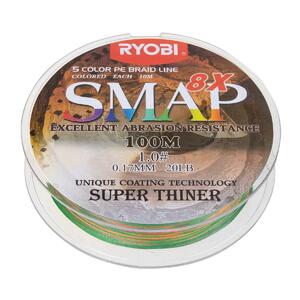 Шнур SMAP PE8X-100M 1.0# Multi Colour 0,165мм Ryobi, фото 6