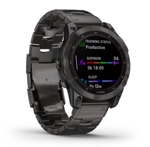 Умные часы Garmin Fenix 7 Sapphire Solar титановый серый DLC с серым титановым DLC браслетом, фото 2