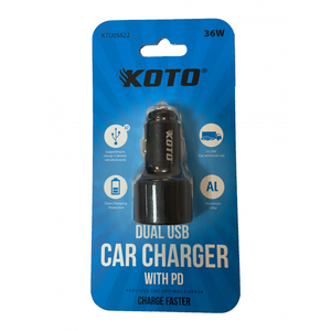 Автомобильное зарядное устройство KOTO KTU05622 DUAL USB (2-USB PD,12/24В), фото 3