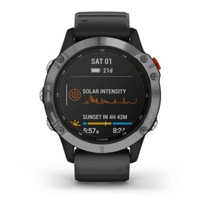 Garmin Fenix 6 Solar серебристый с черным ремешком, фото 6