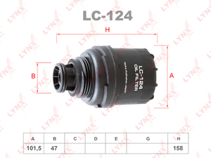 Фильтр масляный LYNXauto LC-124. Для: GAZ Gazelle Next 2.8D 13>, фото 1