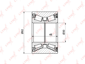 Подшипник ступицы задний (48x30x62) LYNXauto WB-1318. Для: Lada, Лада, Largus(Ларгус) 1.6 12>, Renaul, Рено, Duster(Дастер) 1.2-1.6 2WD 10> / Kangoo(Кенгу) II 1.2-1.6 08> / Laguna(Лагуна) II-III., фото 2