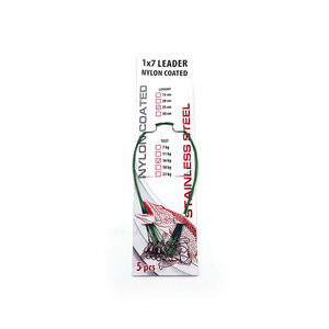 Поводок стальной NAMAZU Leader 1х7 Nylon Coated Green, d-0,30мм, L-15см, test- 11кг (уп. 5шт.), фото 2