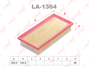 Фильтр воздушный LYNXauto LA-1364. Для: PEUGEOT 407 2.0 HDI 05-10, фото 1