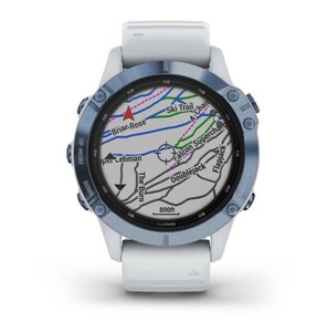 Черные часы Garmin Fenix 6 PRO Solar синий минерал с белым ремешком, фото 5