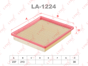 Фильтр воздушный LYNXauto LA-1224. Для CHRYSLER Крайслер Sebring 2.4-2.7 01>/Voyager IV 2.4-3.3 01>, фото 1