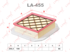 Фильтр воздушный LYNXauto LA-455. Для OPEL Опель Meriva(Мерива) B 1.3D-1.7D 10>, фото 1