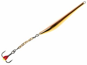 Блесна вертикальная зимняя Lucky John DOUBLE BLADE с цепочкой и тройником 45 мм GC блистер, фото 4