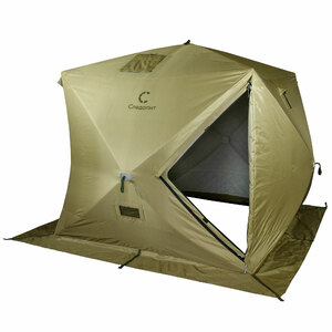 Баня-палатка СЛЕДОПЫТ куб походная, 2,15х2,15х2,05 м, утепленная, 3 слоя, цвет олива, фото 3