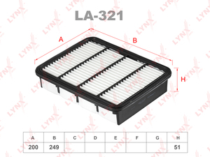 Фильтр воздушный LYNXauto LA-321. Для: MITSUBISHI Митсубиси Galant(Галант) 2.0-2.5 96-00/Space Runner/Wagon 2.0-2.4 98>, фото 1
