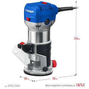 Кромочный фрезер ЗУБР Профессионал 750 вт, 3 основания, сумка ФПК-750Н, фото 2