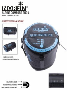 Мешок-одеяло спальный Norfin ALPINE COMFORT 250 L, фото 9